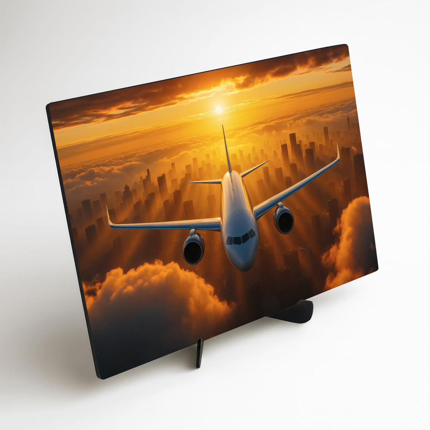 Fa falikép – Repülőgép naplementében