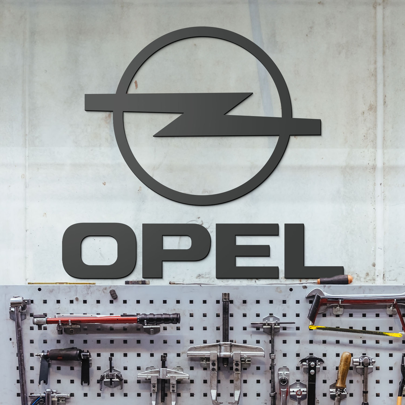 Značka auta na stenu - Opel | Antracitovo-šedá