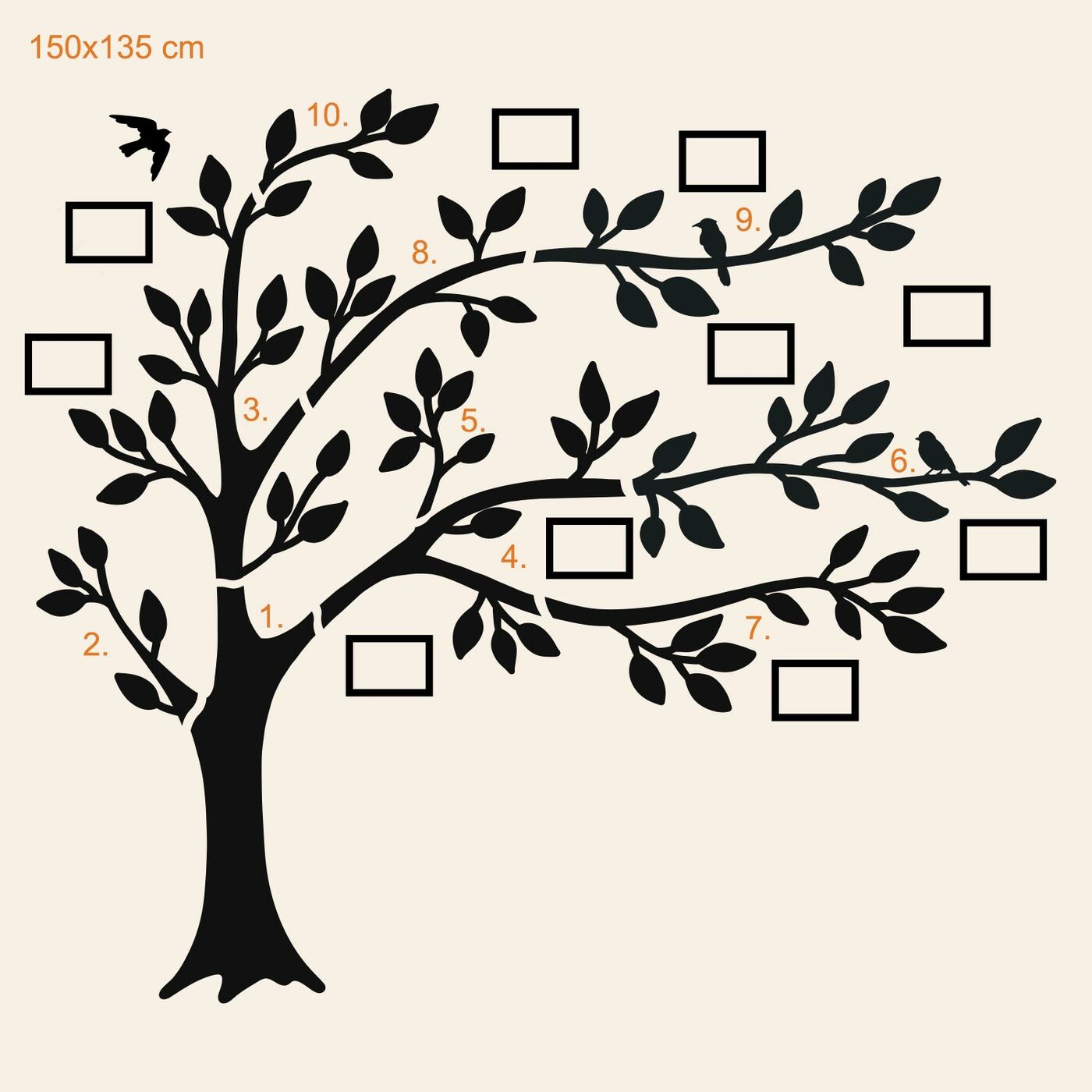 Fából készült családfa a fényképekhez | 150x135 cm