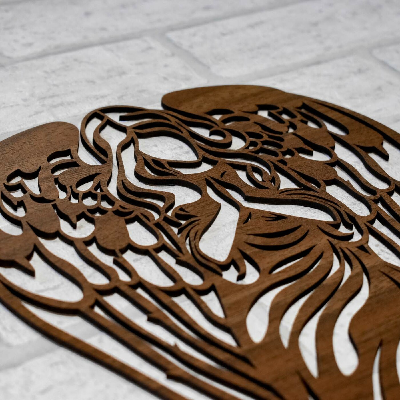 Wooden Angel on the Wall - Protector | Walnut