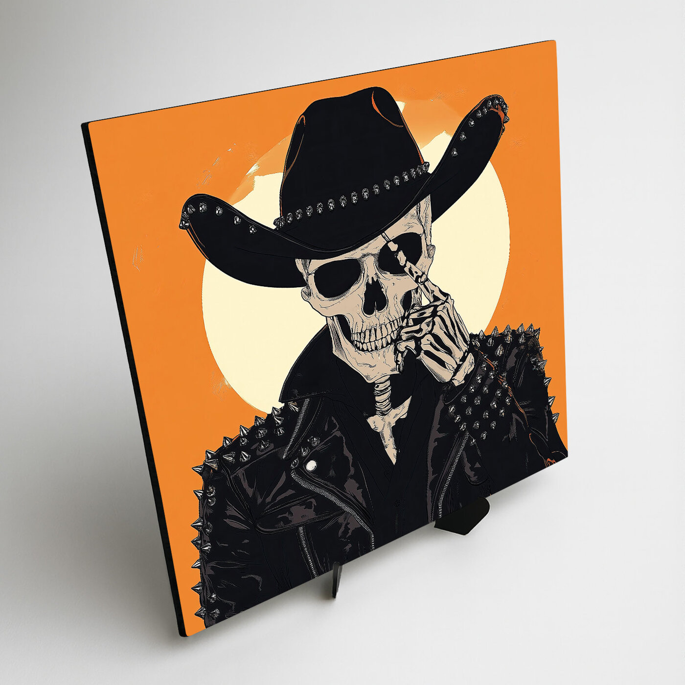 Oranžový obraz - Lebka kovboja