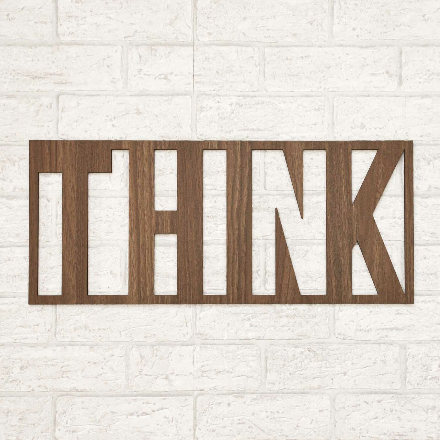 Drevený nápis na stenu - THINK | Orech