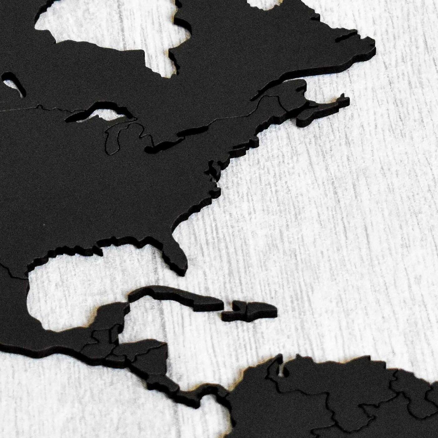 Wooden 3D World Map with Marked State Borders | Black