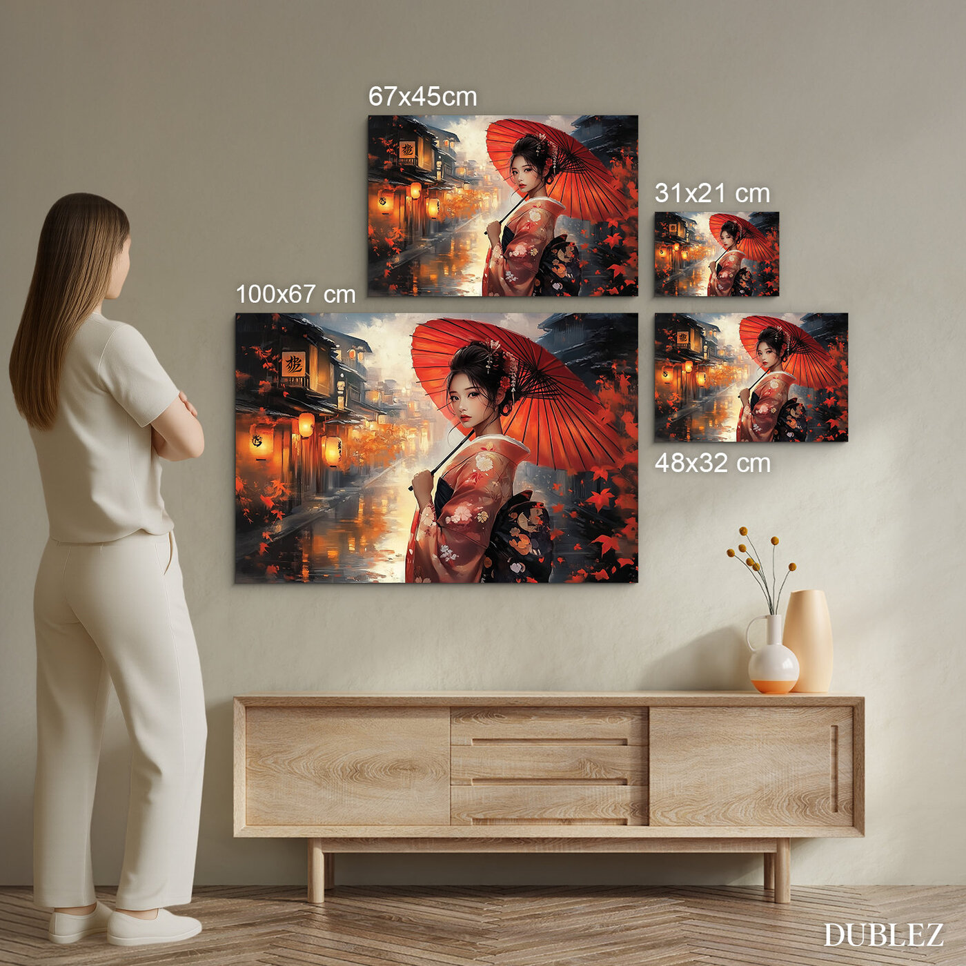 Japanese Wooden Artwork - Geisha