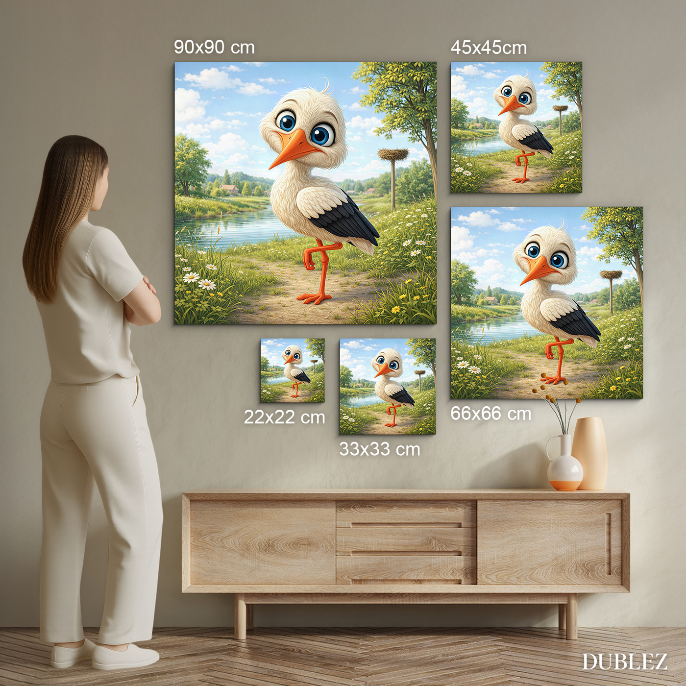 Farebný obraz na stenu pre deti - Bocian