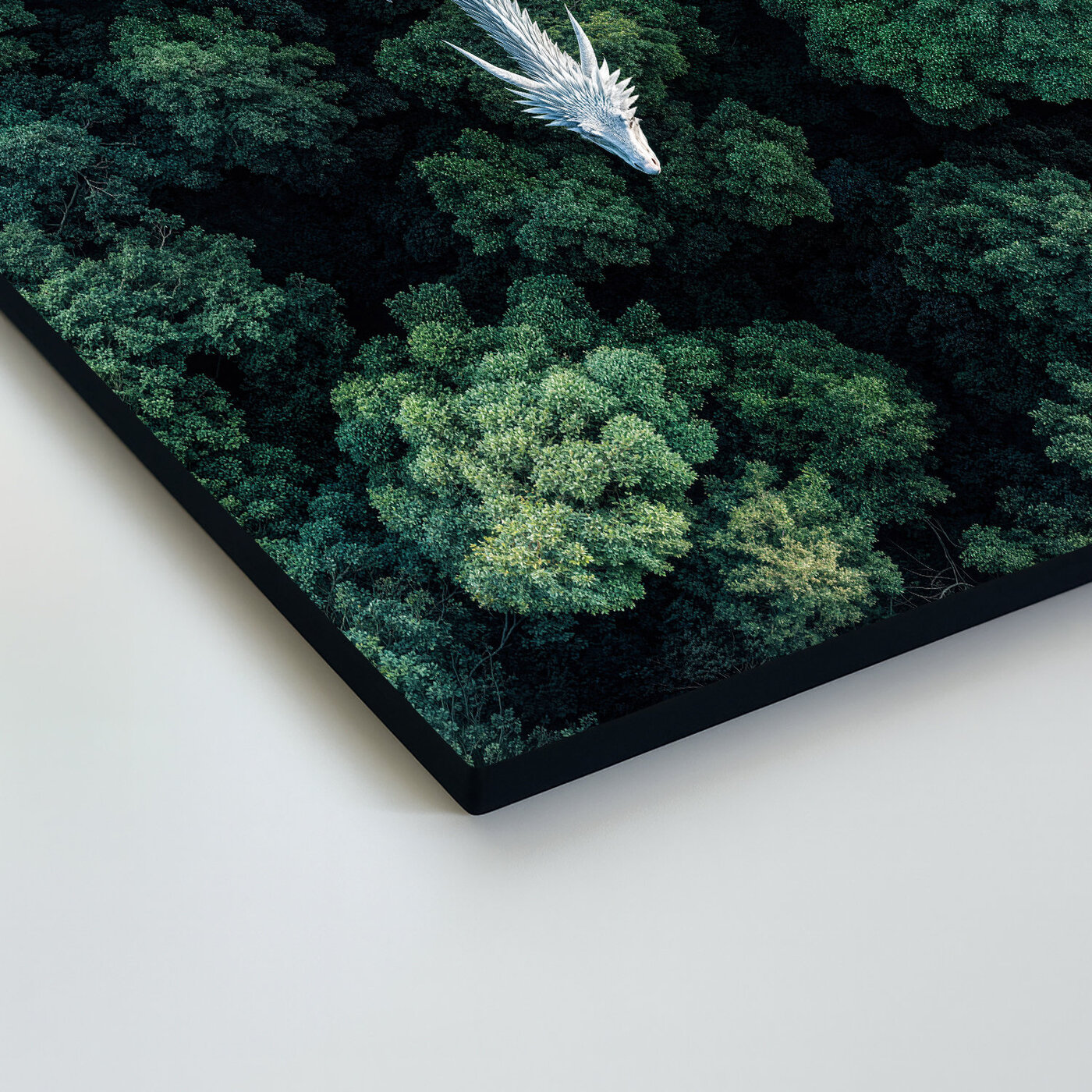 Barevný obraz na dřevě - Bílý drak