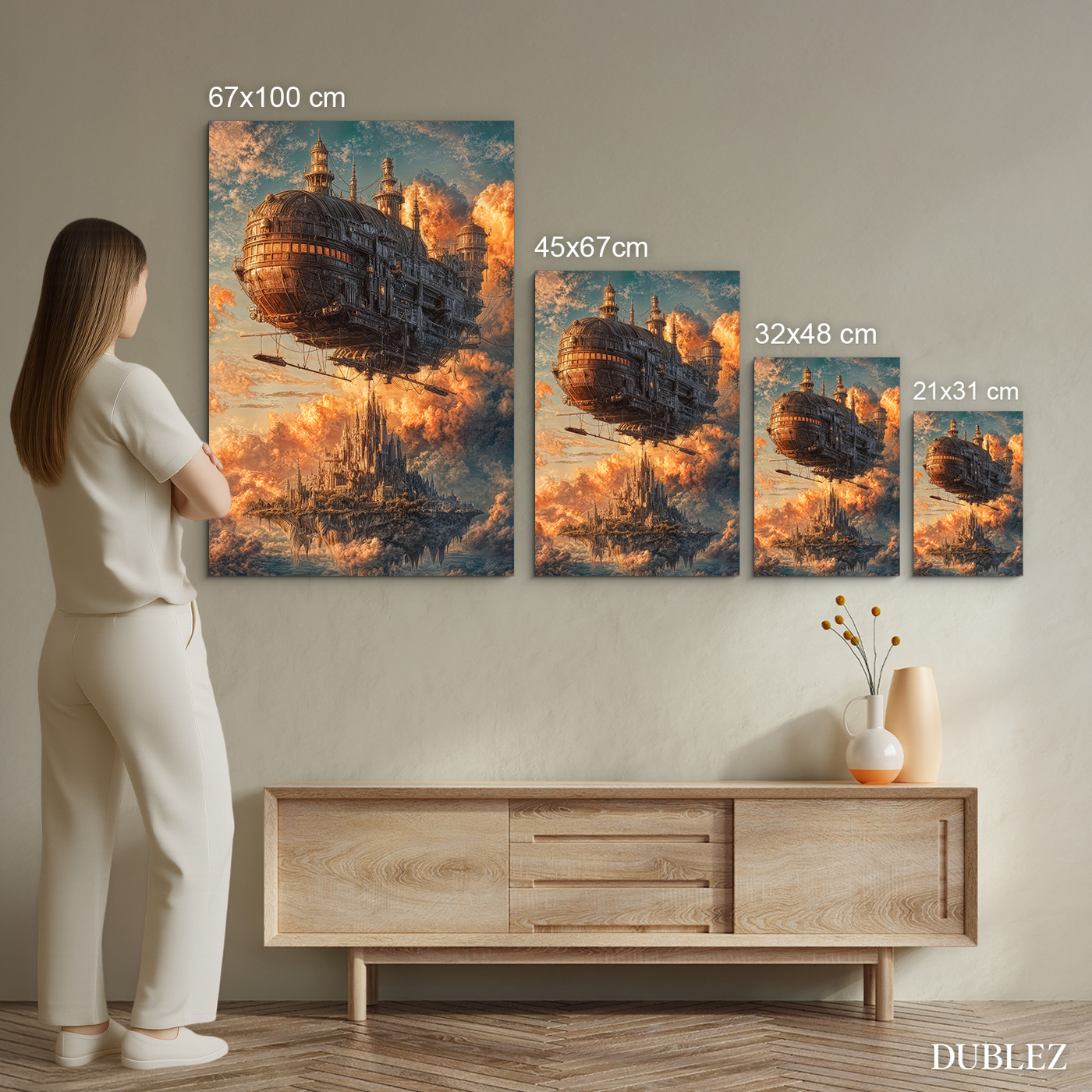 Futuristický obraz na dreve - Vzducholoď