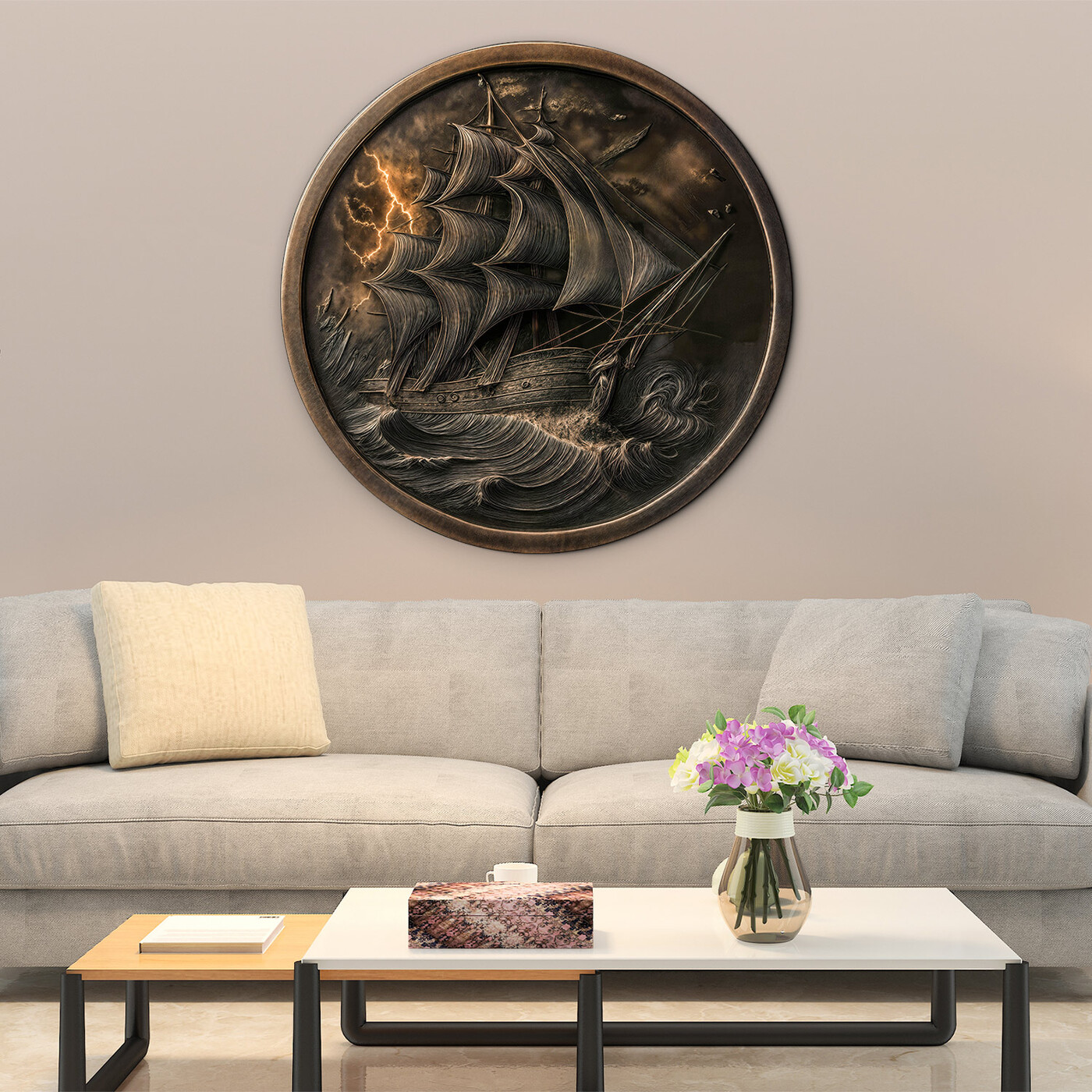 Rustikální obraz na zeď - Plachetnice