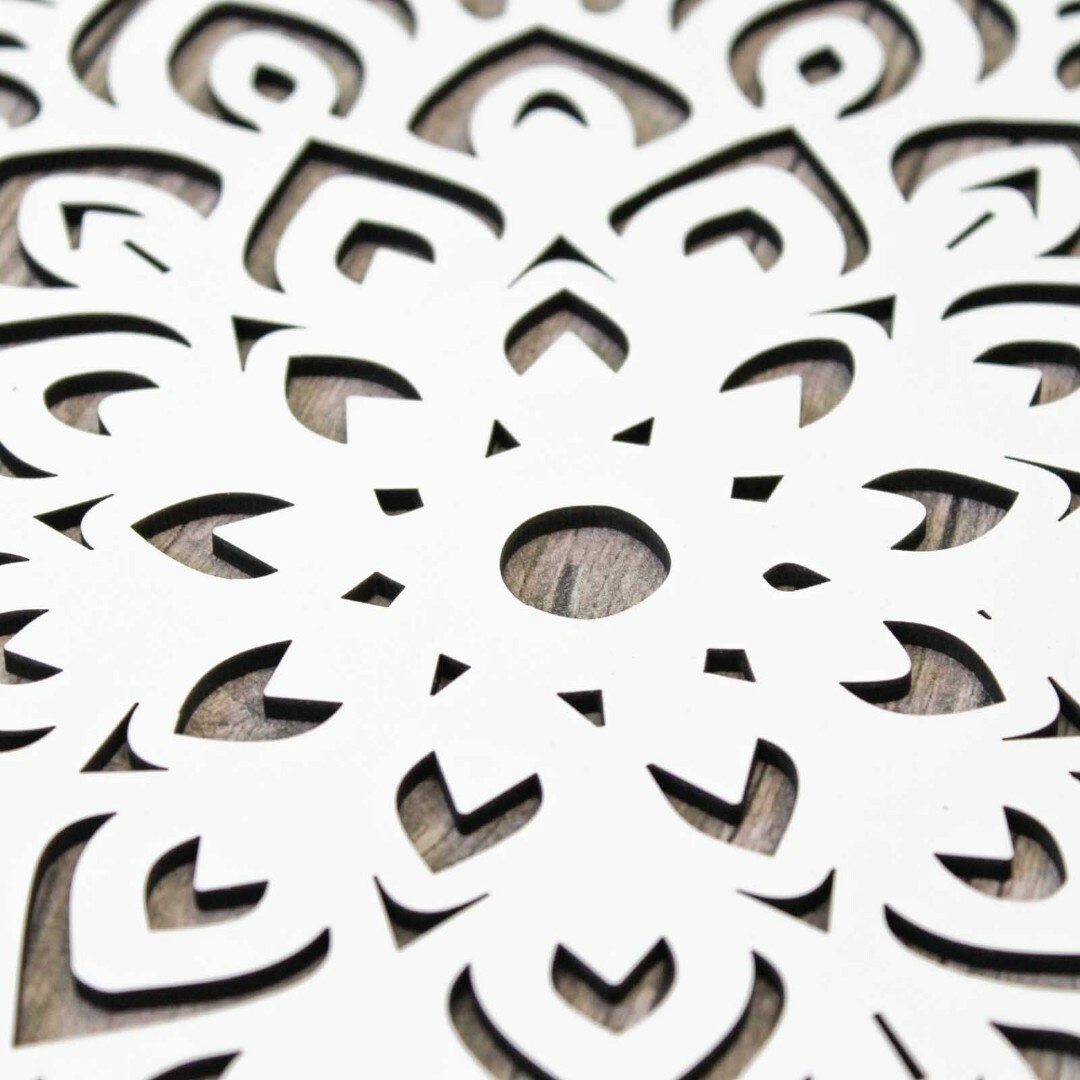Vyrezávaná 3D Mandala - lotosový kvet | Biela