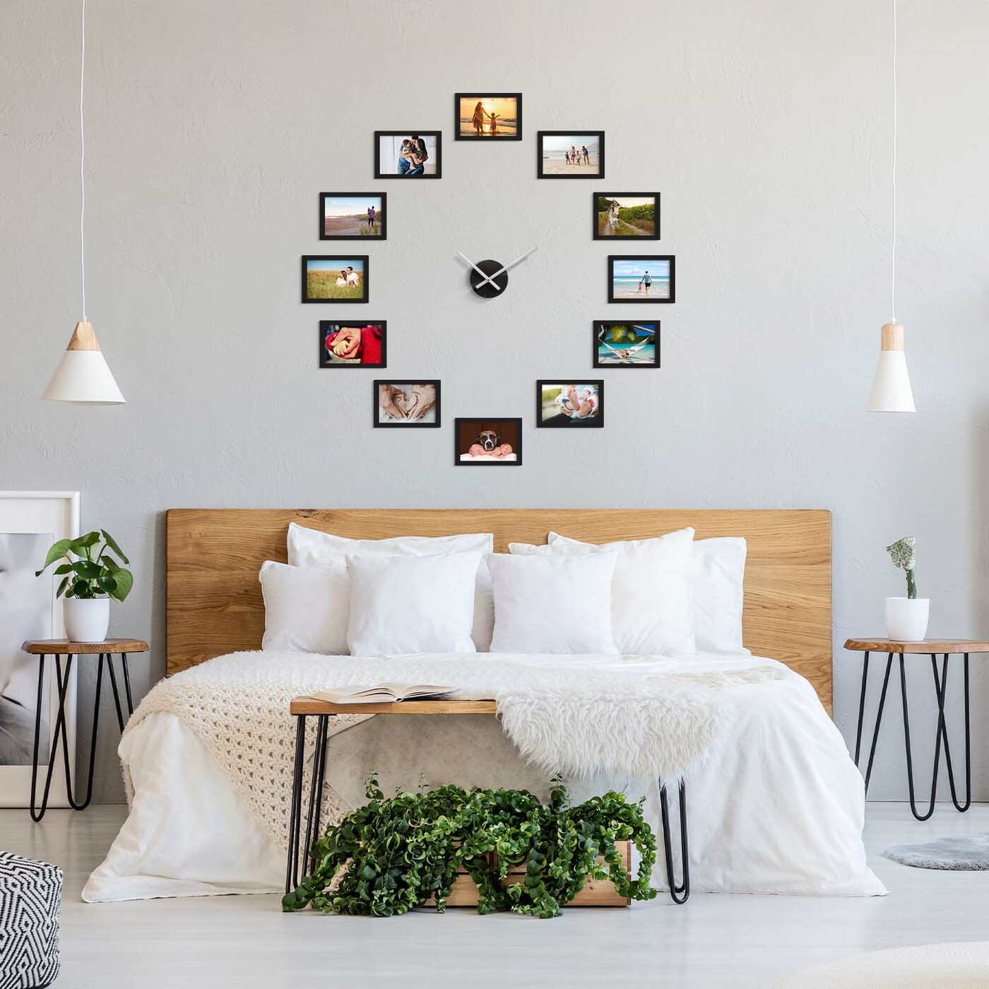Wall Clock with Photo Frames | Black