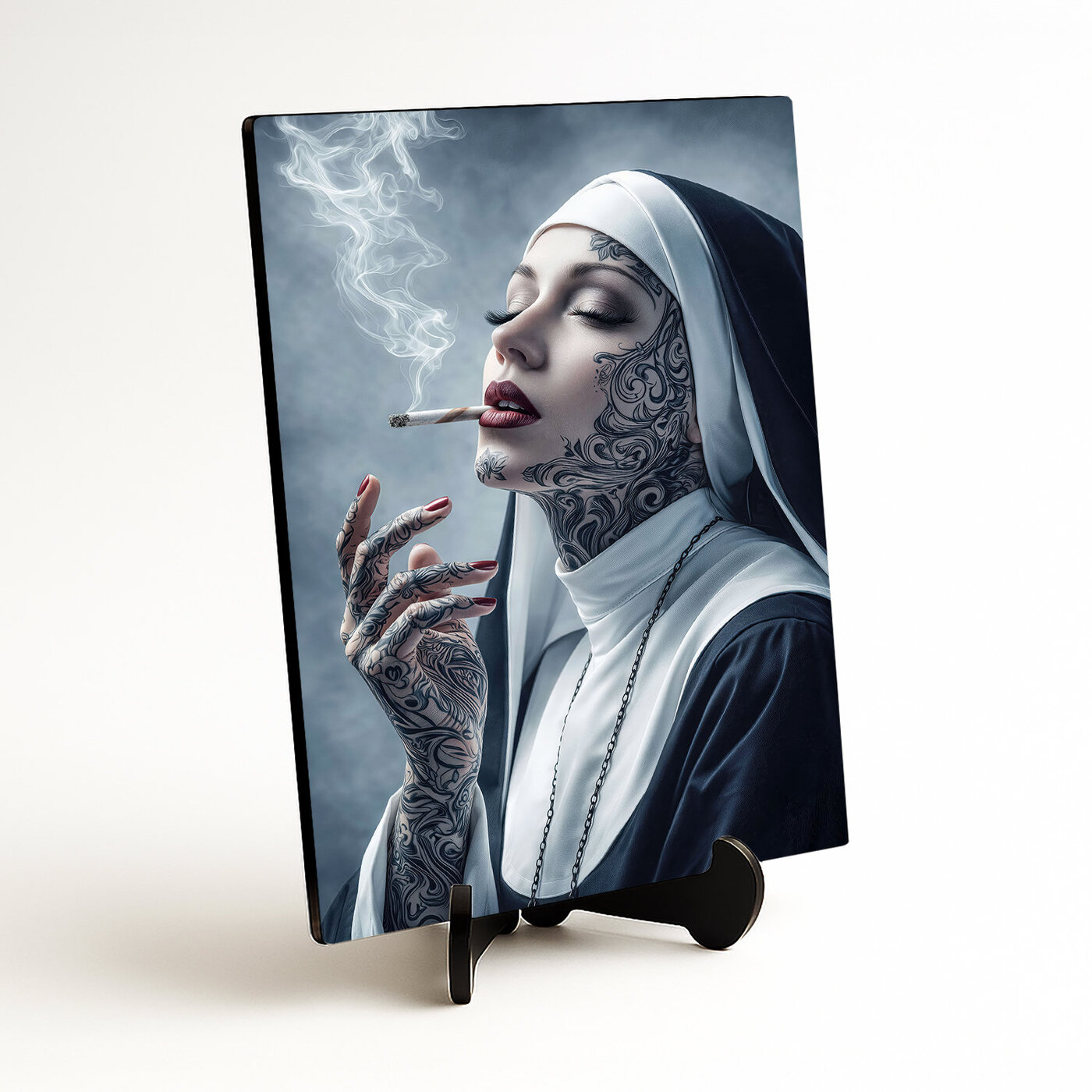 Moderný drevený obraz - Mníška rebelka