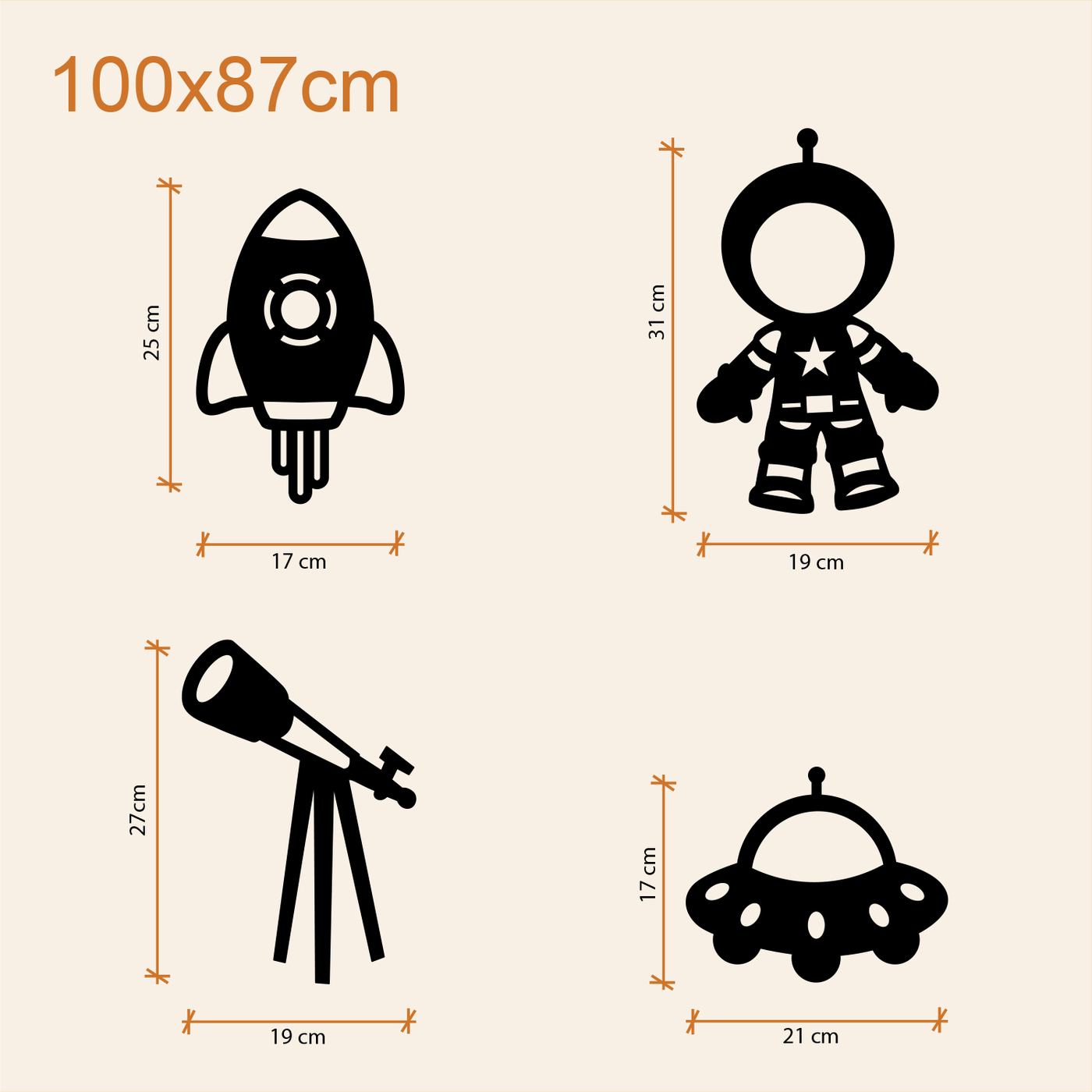 Wooden Wall Stickers - Space | 100x87 cm