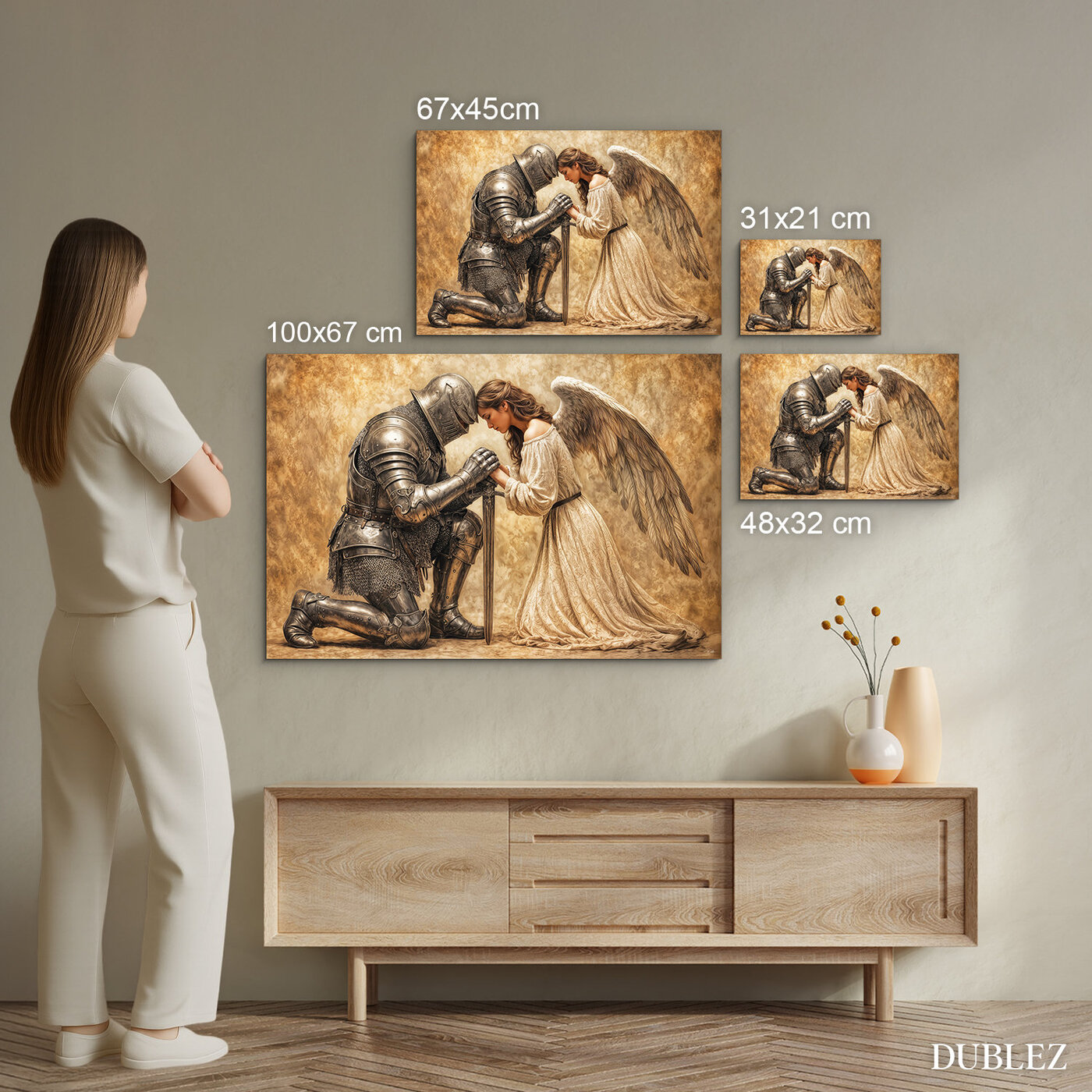 Tablou din lemn - Cavaler și înger