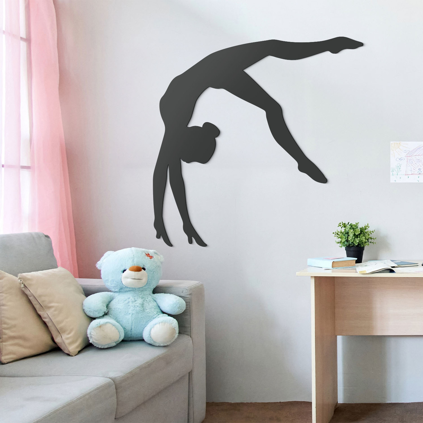 Nástenná dekorácia - Gymnastka  | Antracitovo-šedá