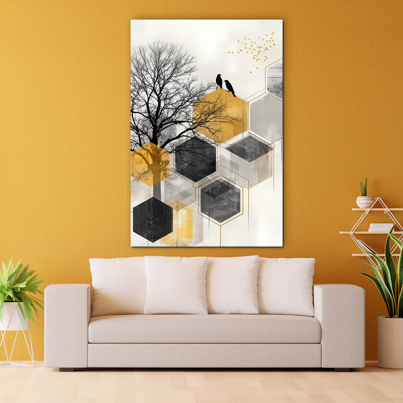Moderní obraz strom a ptáci - Geomtrix