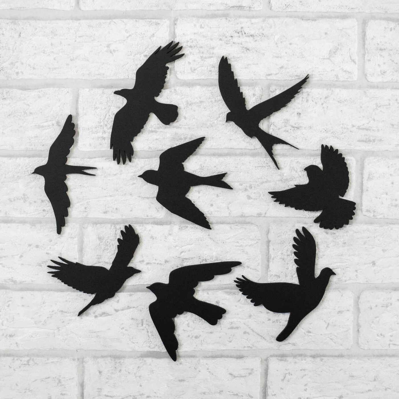 Madár dekorációk - 6 db falmatrica | Fekete