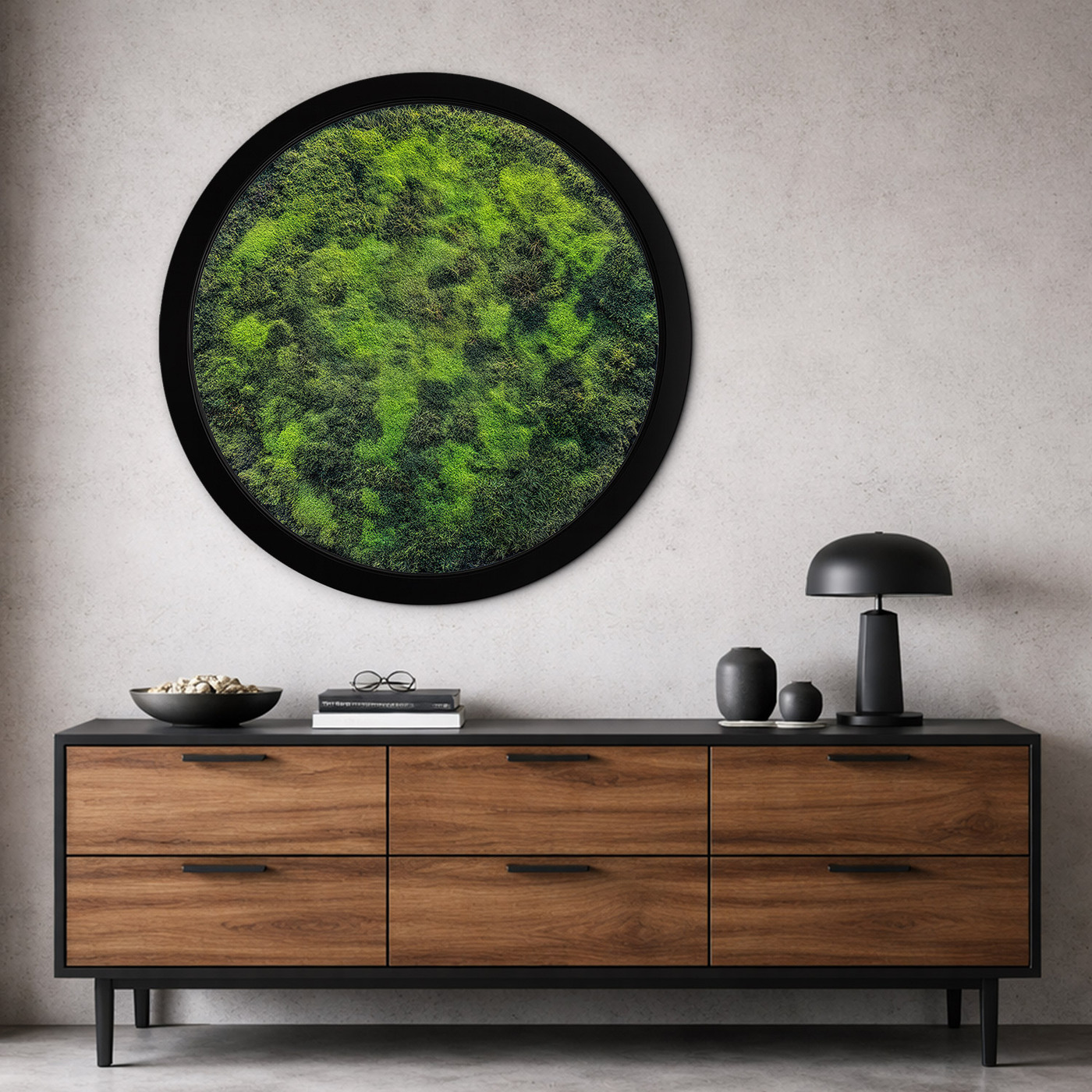 Circular picture with moss effect - Green room