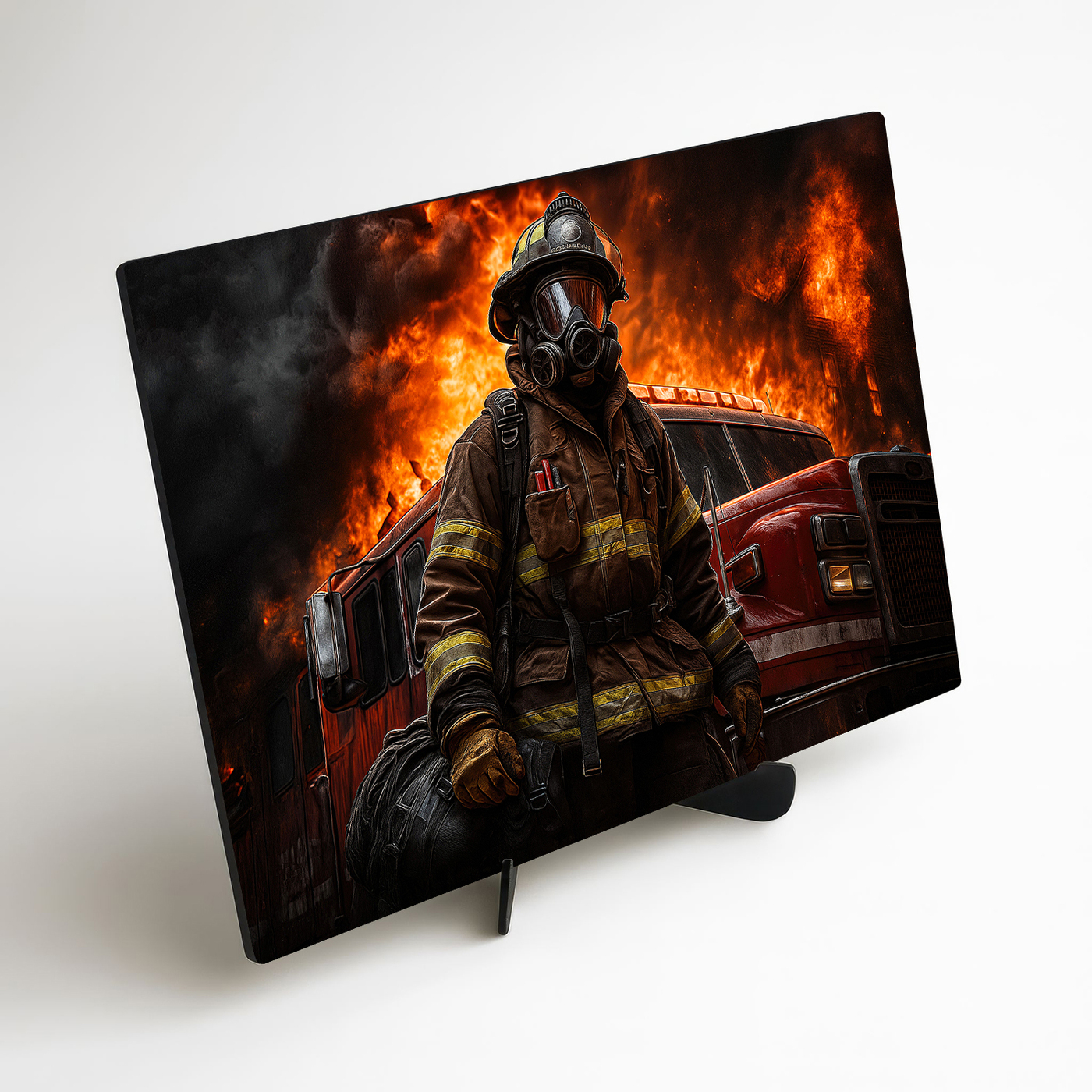 Drevený obraz - Hasič