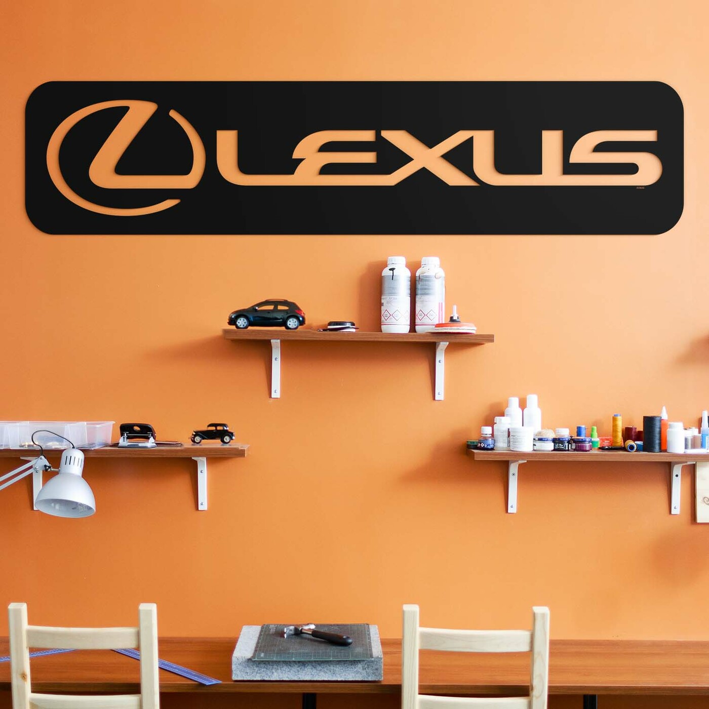Wooden Board - Lexus Car Logo | Black