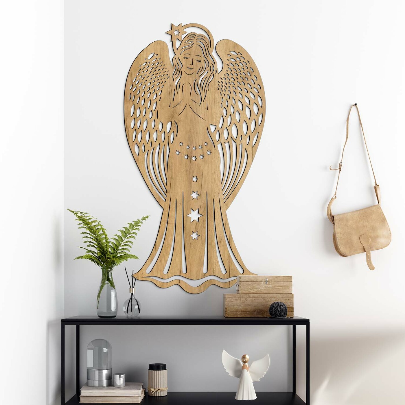 Wall Art for Bedroom - Guardian Angel | Gold Craft Oak