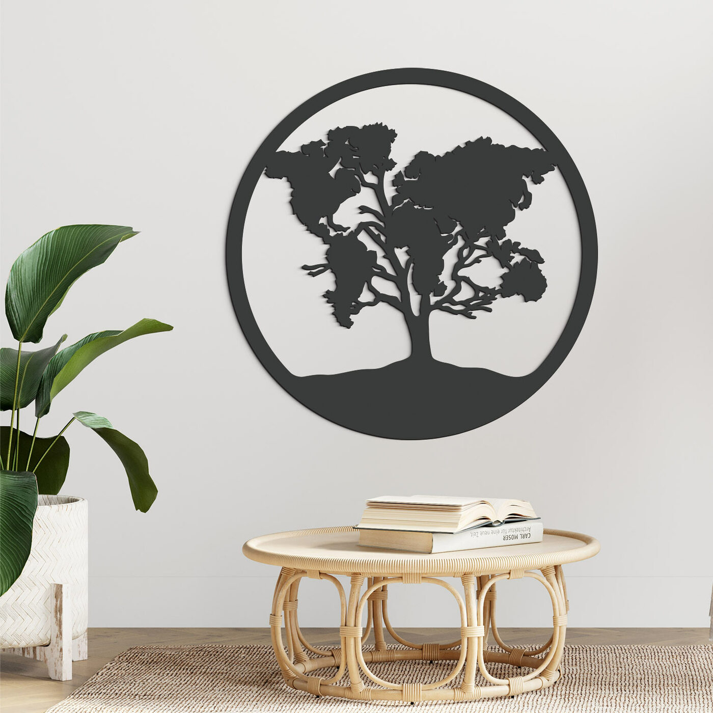 Fa falikép - Világtérkép a fán | Antracitszürke