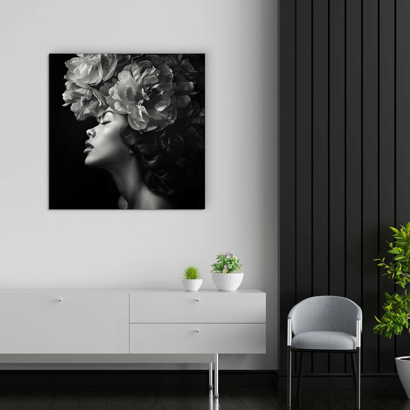 Black and White Wall Art - Woman&#039;s Face