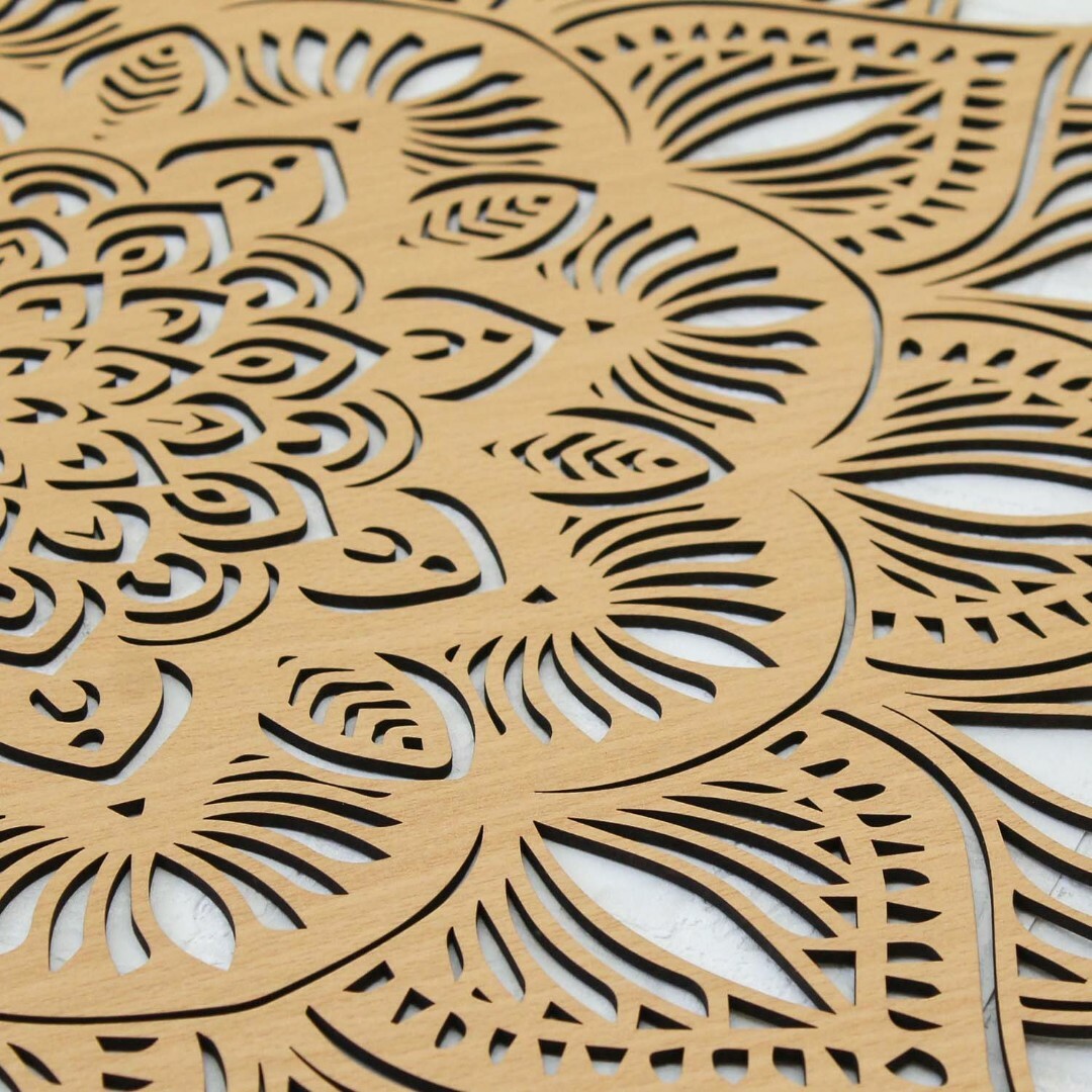 Vyrezávaná 3D Mandala - lotosový kvet | Buk