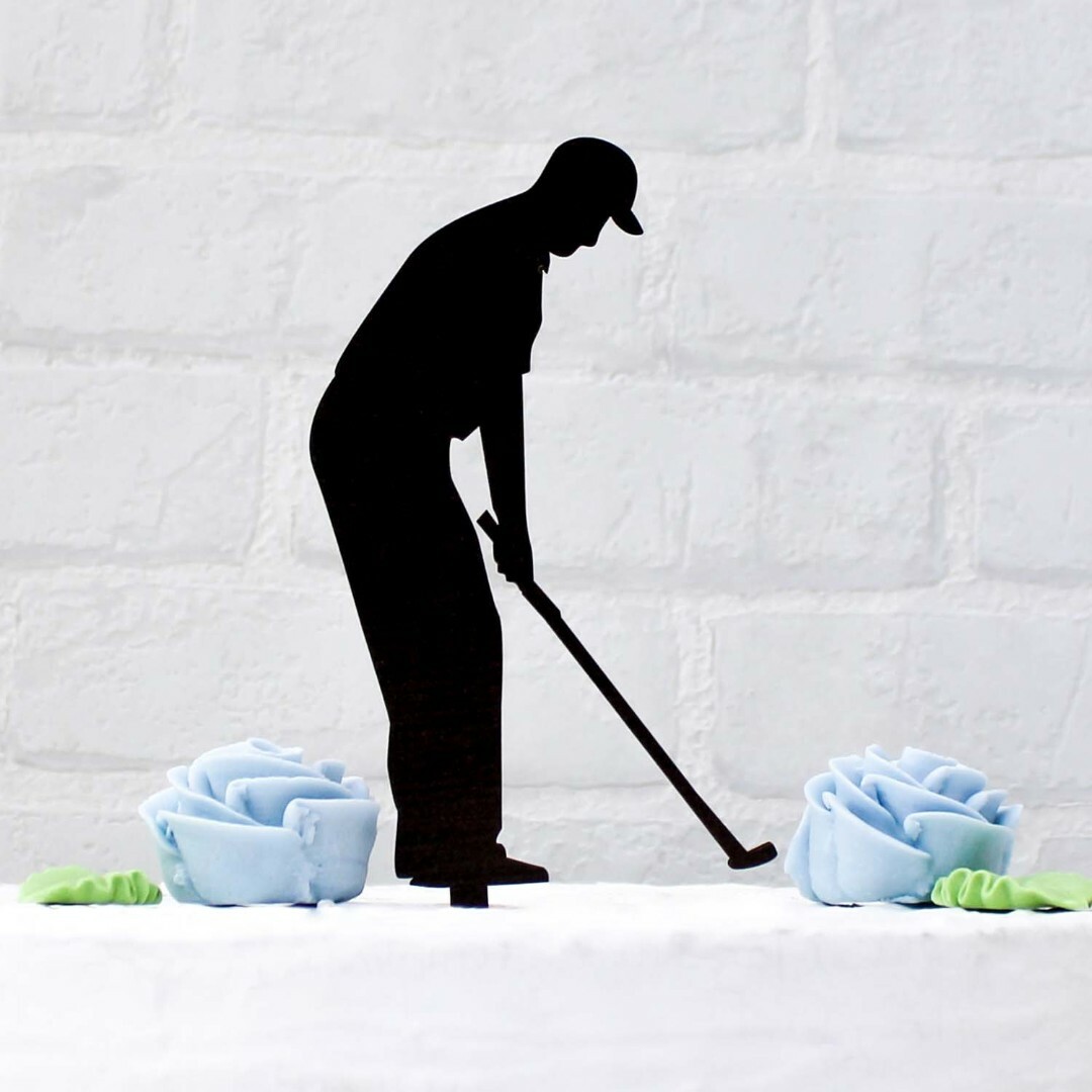 Drevený zápich do torty - Golfista | Čierna