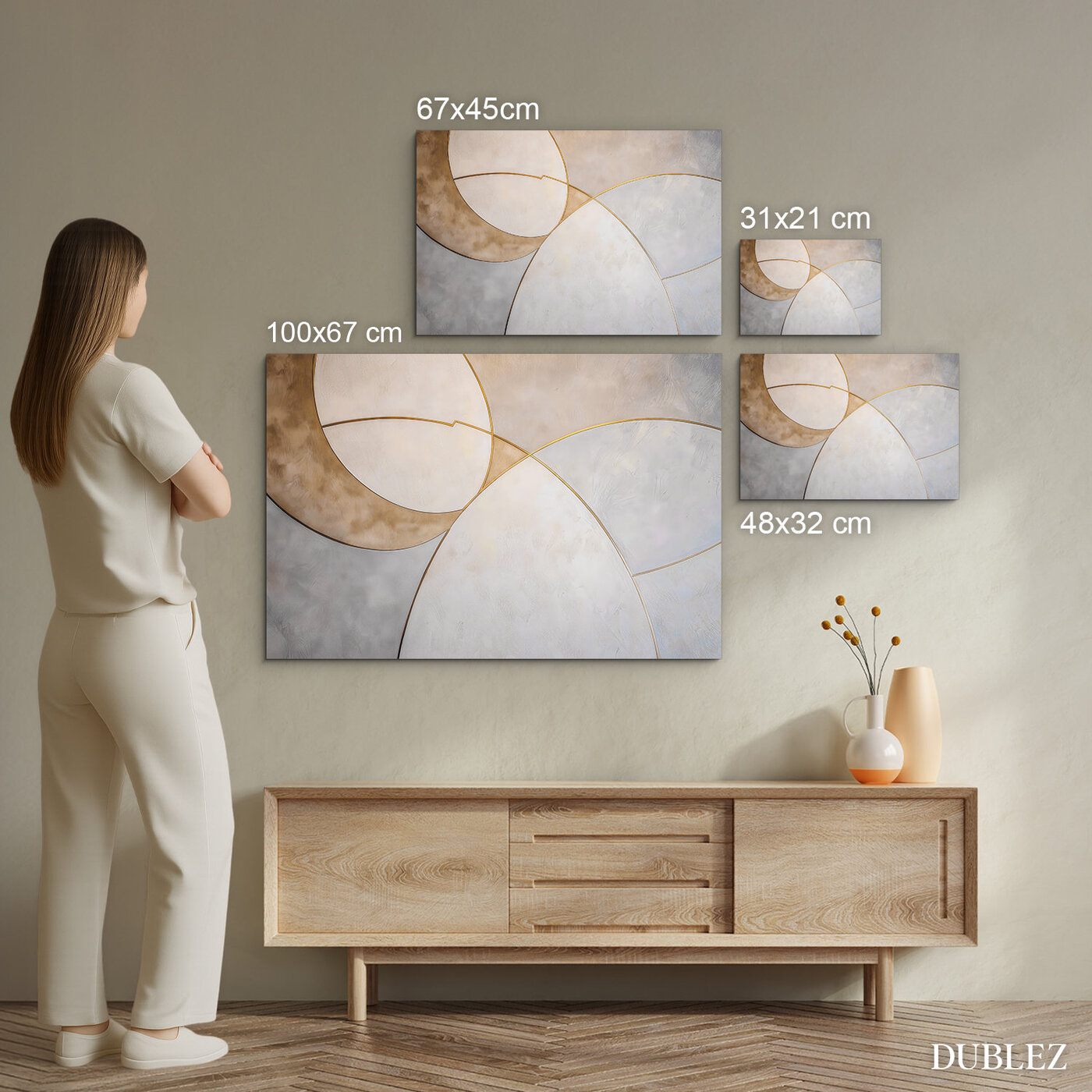 Abstraktní obraz do obývacího pokoje - Zlaté kruhy