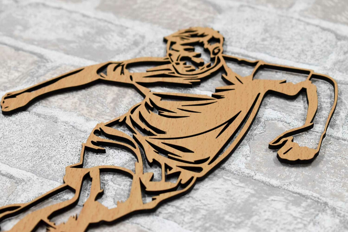Wooden Wall Sticker - Footballer | Beech
