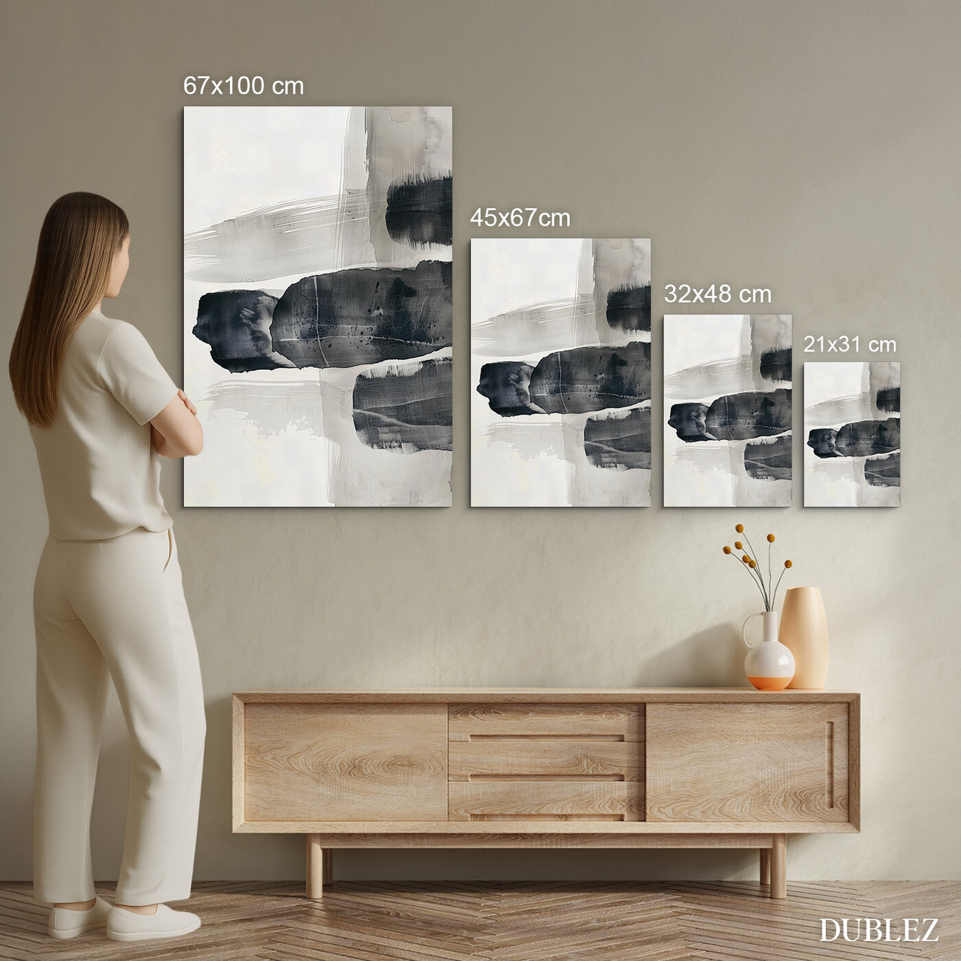 Abstraktní obraz na dřevě - Ink Balance