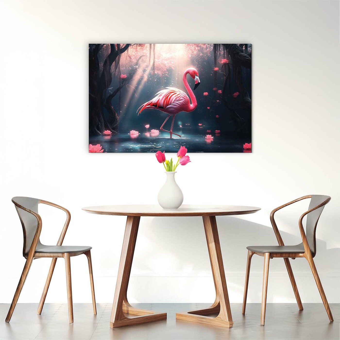 Pink Wall Art - Flamingo in Water
