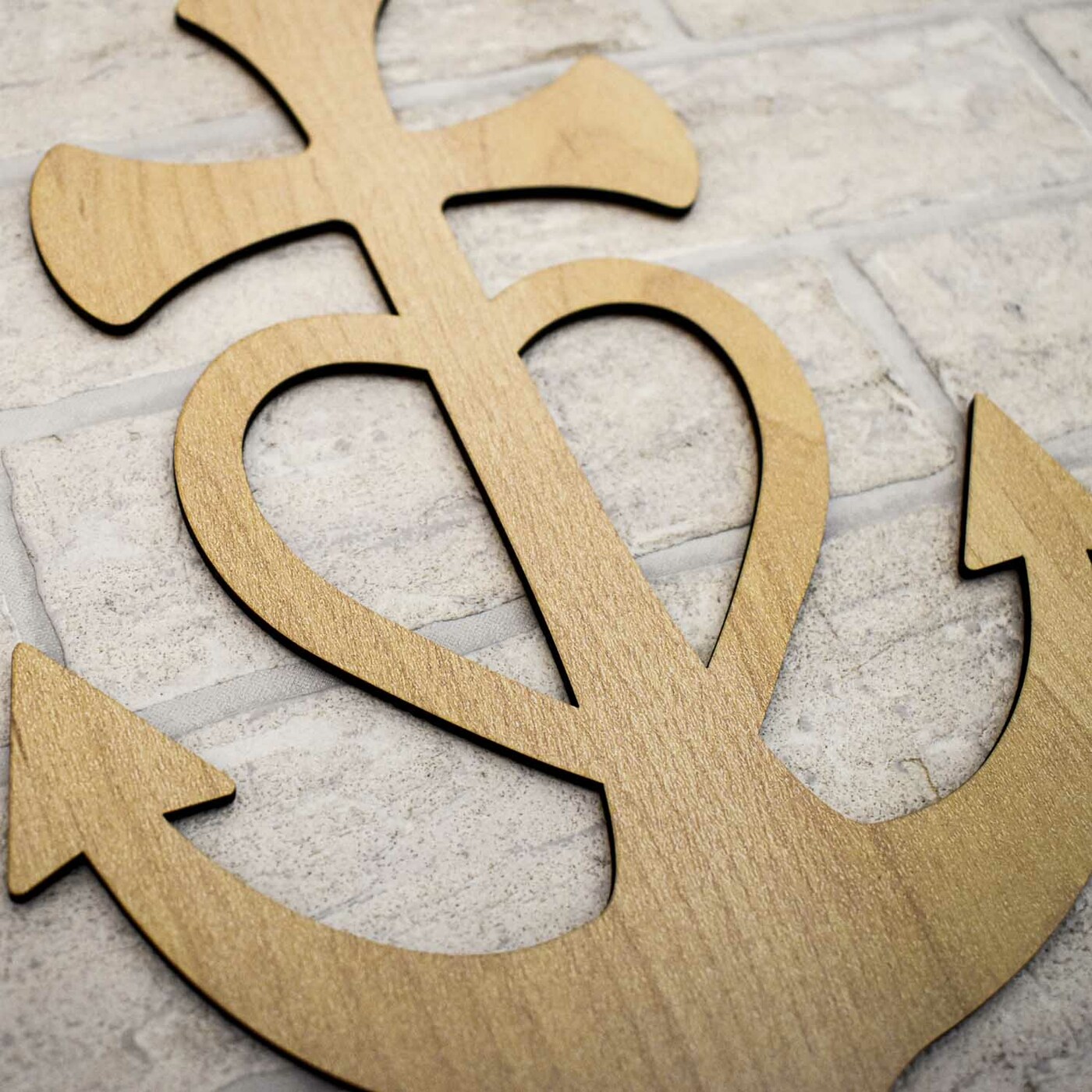 Wooden Wall Art of 3 Symbols - Heart, Anchor, Cross | Maple