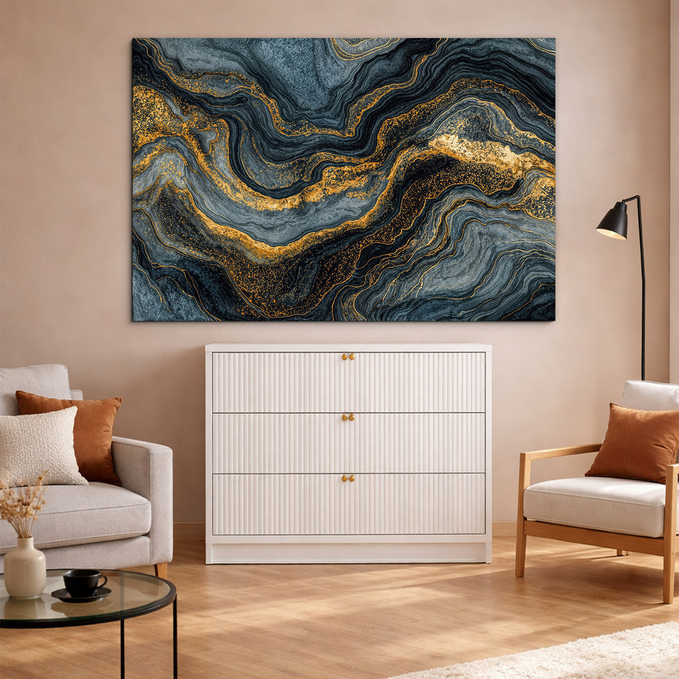 Abstraktný obraz - Zlaté žily mramoru
