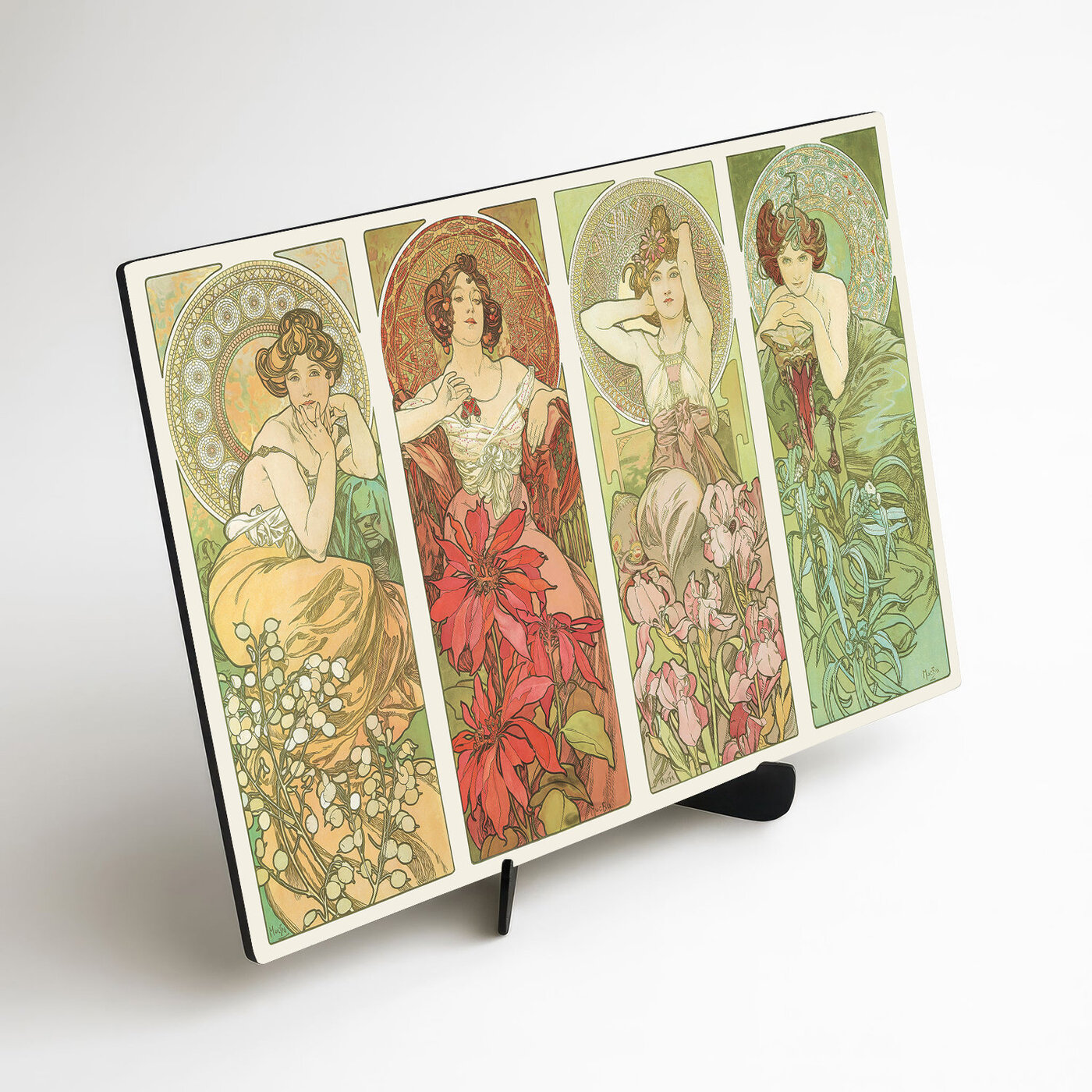 Tablou pe lemn Alfonz Mucha - Les Fleurs