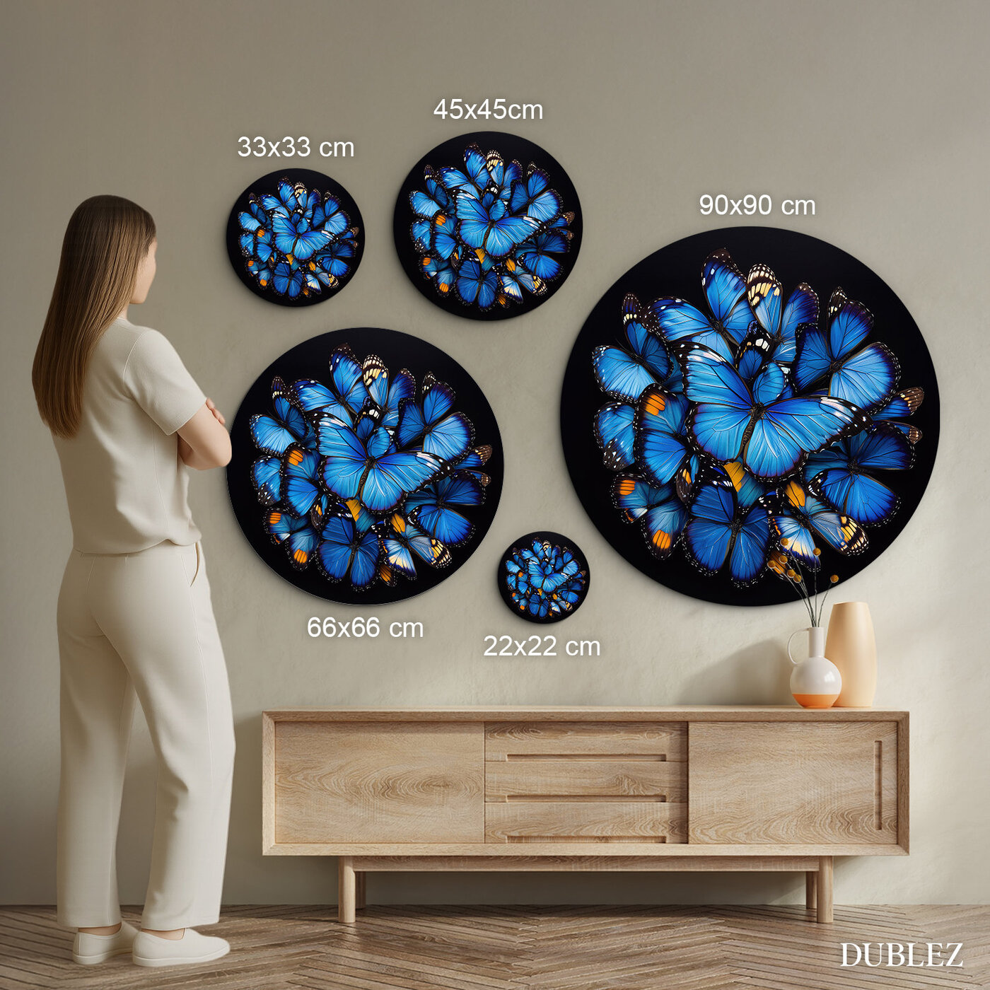 Okrúhly obraz z dreva - Motýlí sen