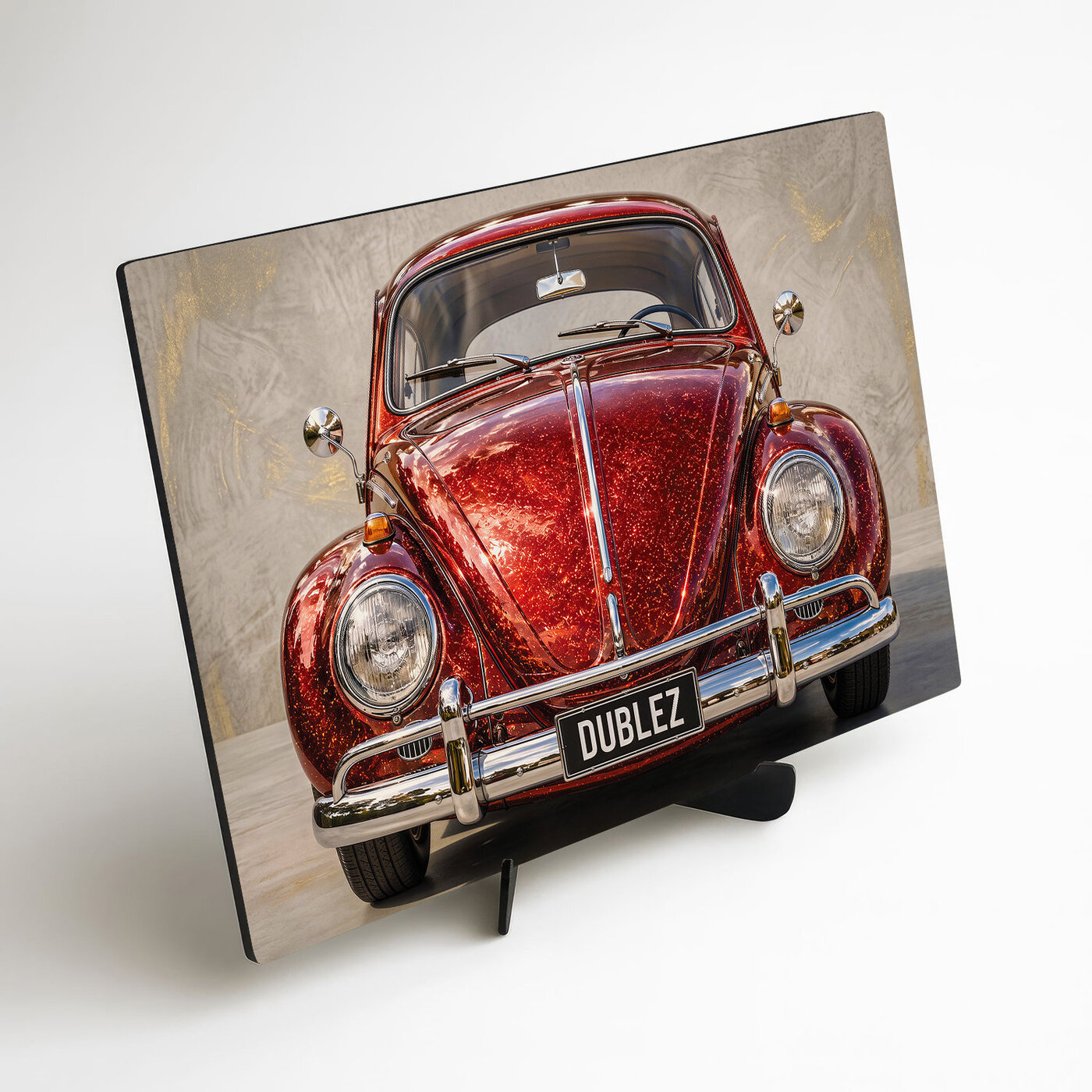 Drevený retro obraz auta - VW Beetle • 1967