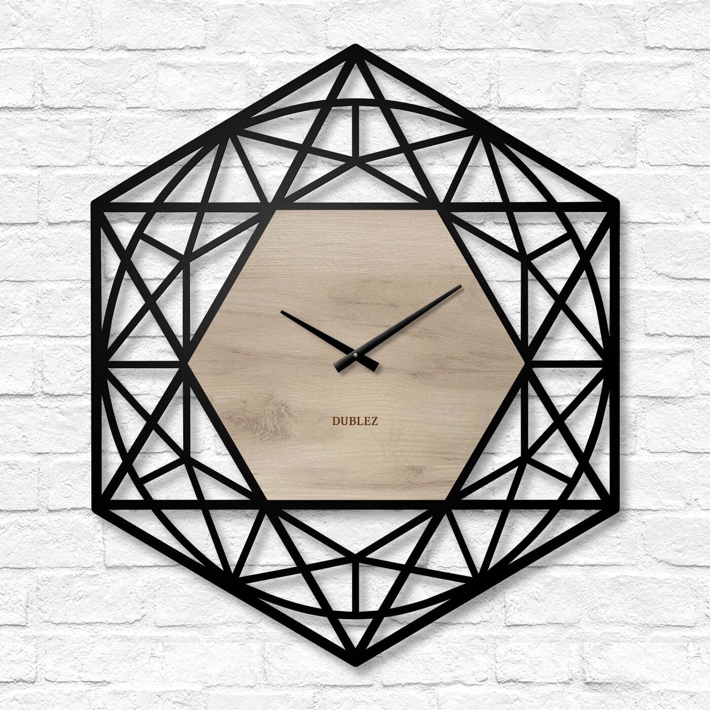 Geometrické hodiny na stenu - Polygón | Dub krémový