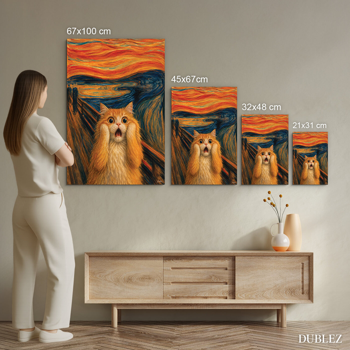 Art wooden painting - Cat Scream