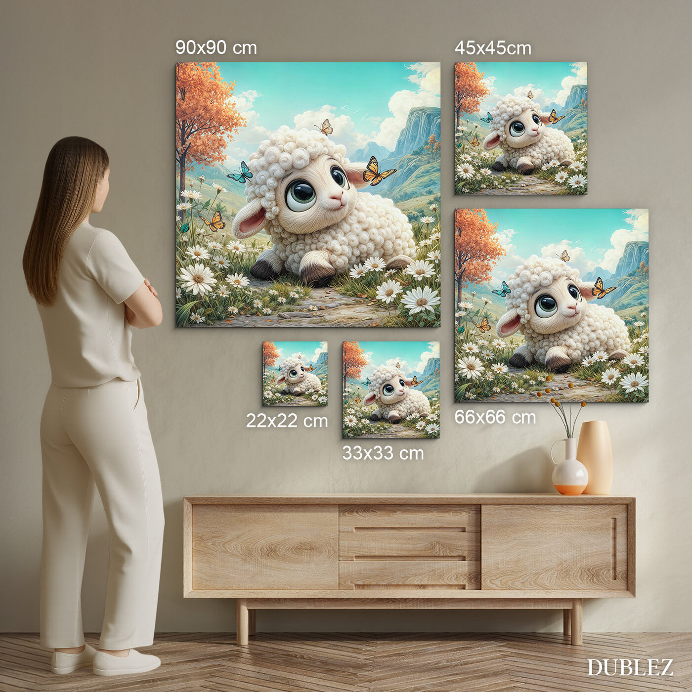 Drevený obraz pre deti - Ovečka na lúke