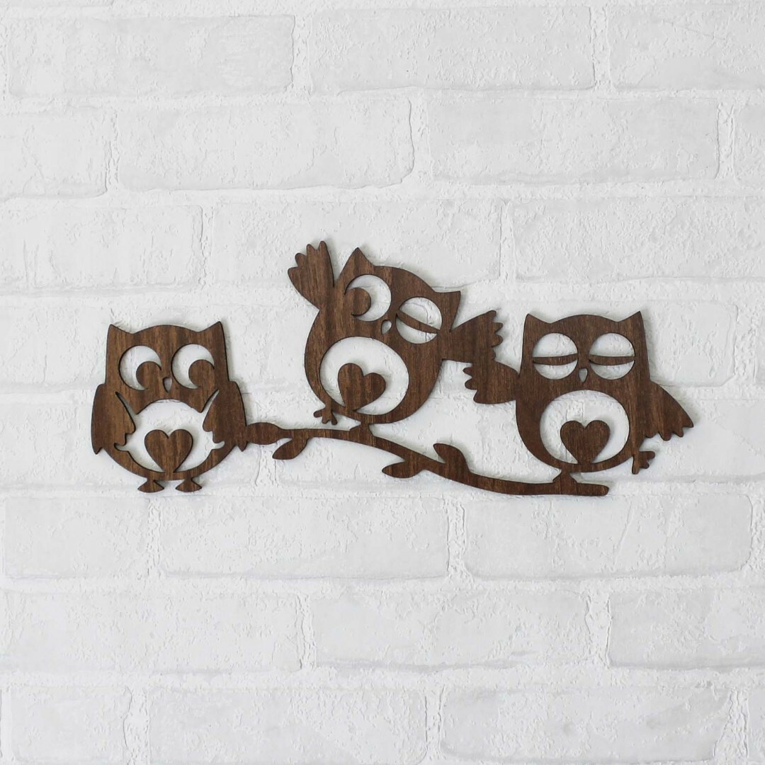 Levný doplněk do pokoje - Milé sovy | Ořech