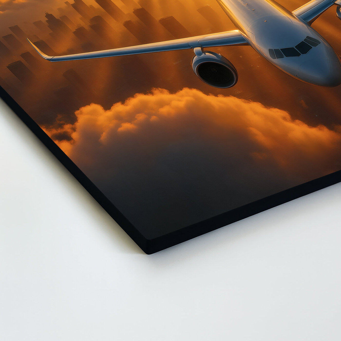 Fa falikép – Repülőgép naplementében