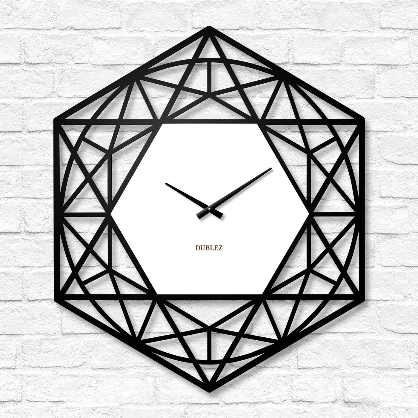 Geometrické hodiny na stenu - Polygón | Biela