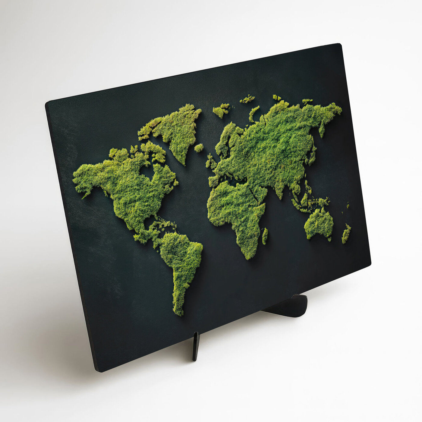 Drevený obraz - Machová mapa sveta