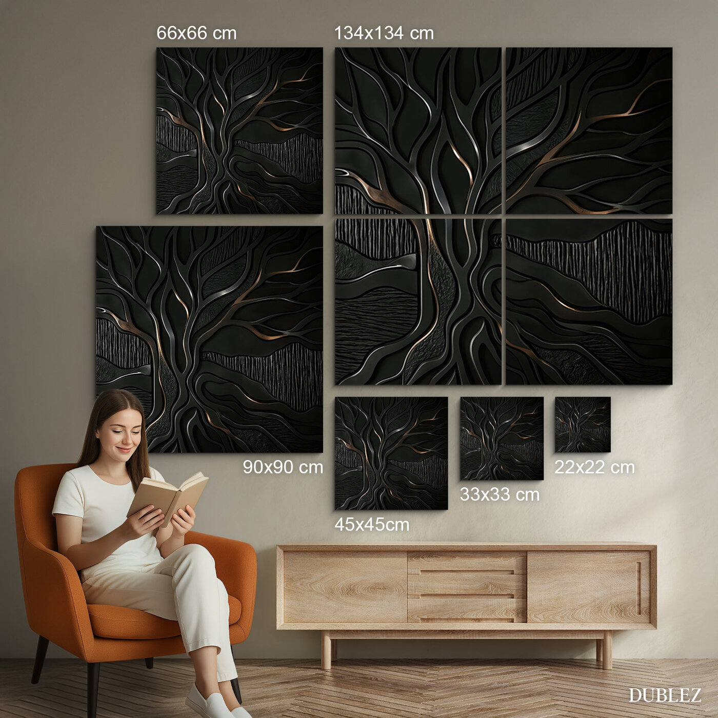 Čierny industriálny obraz - Strom Arora