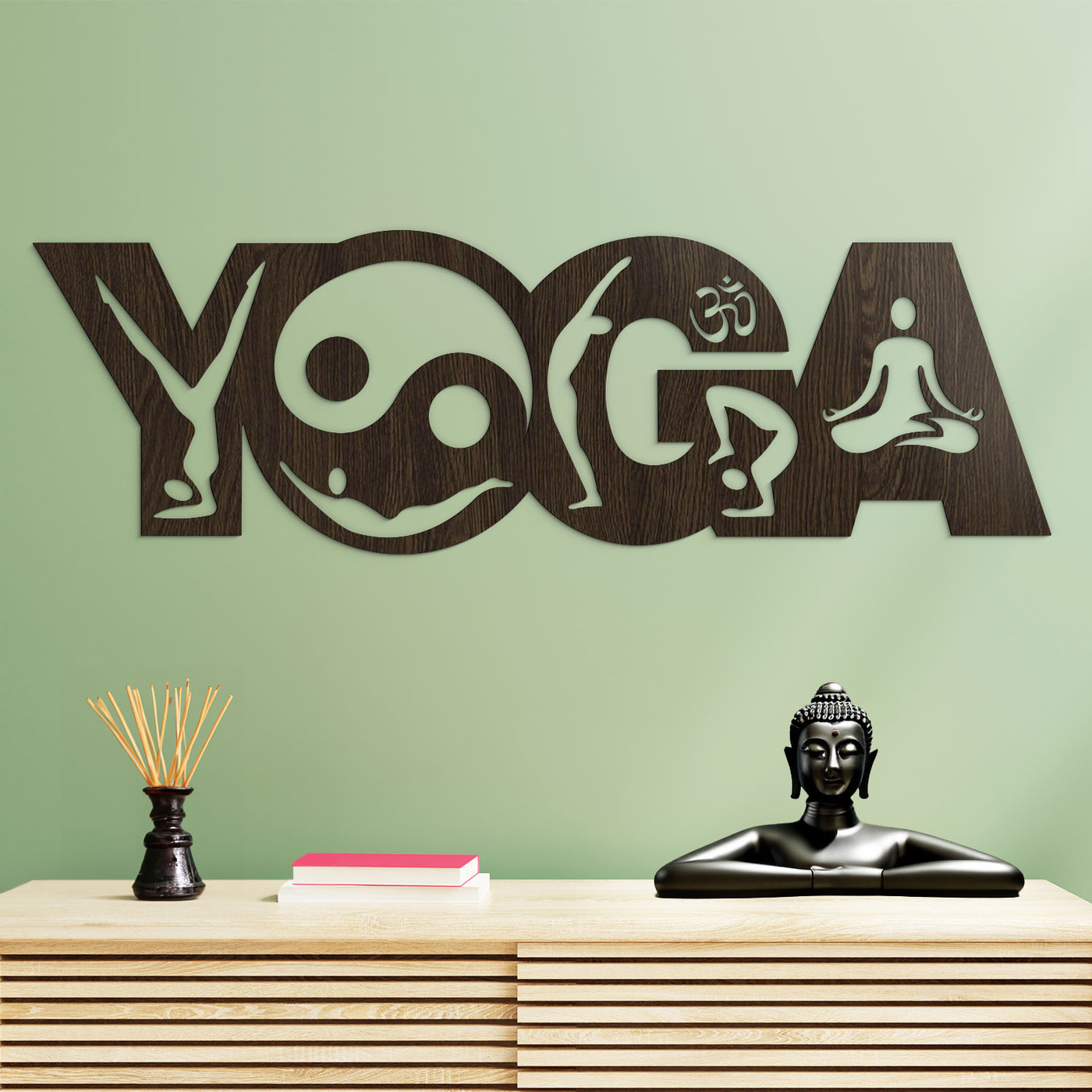 Wooden Wall Art - Yoga | Wenge