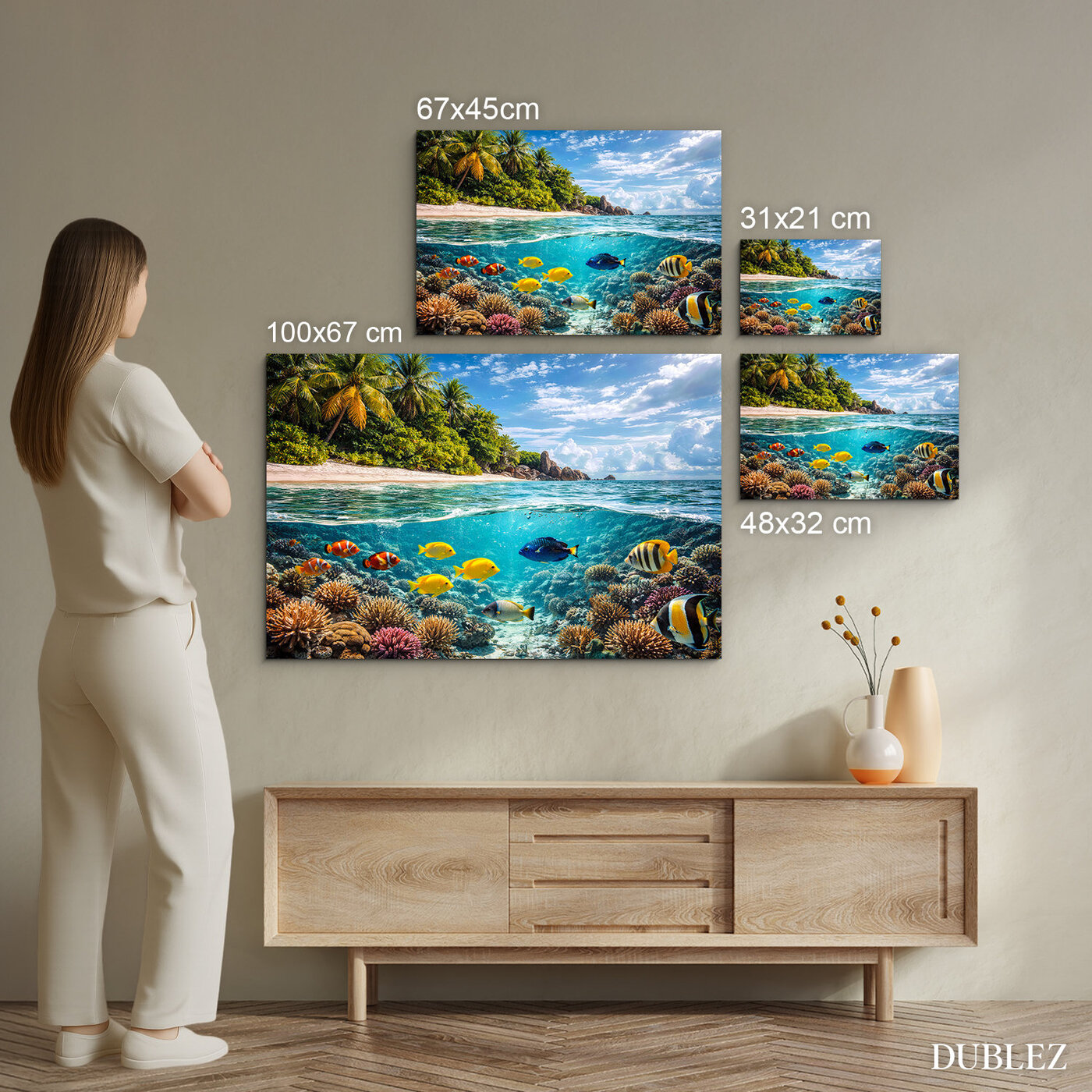 Drevený obraz rybiek - Podmorský svet