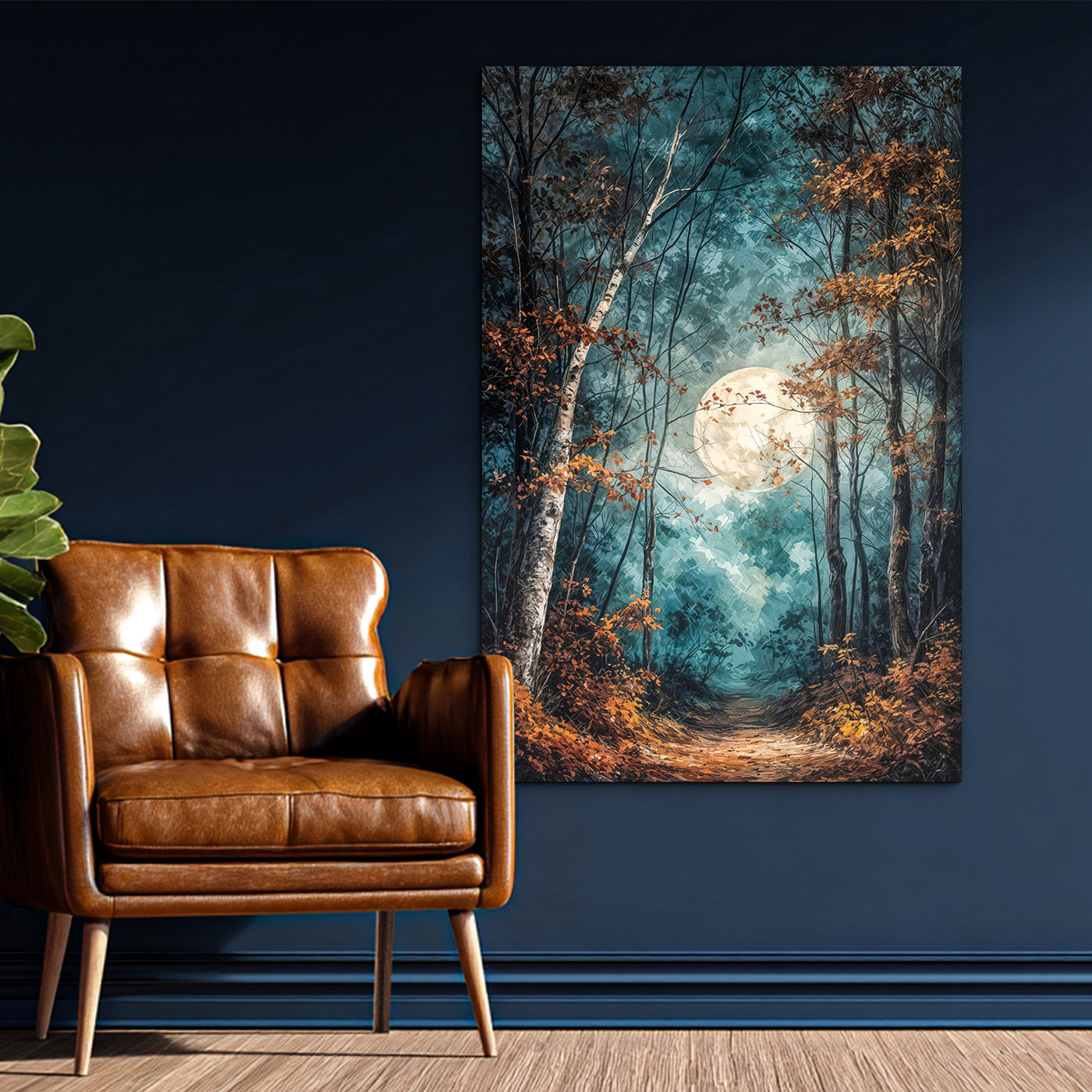 Drevený obraz - Mesačný les