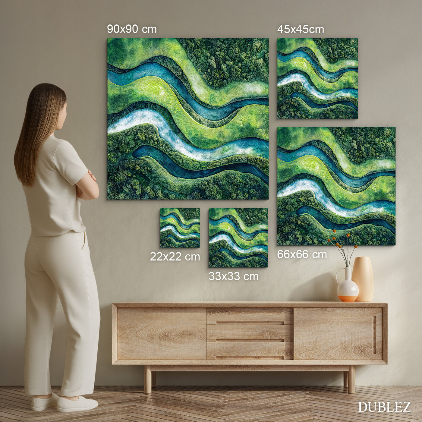 Abstraktní dřevěný obraz - Mechové vlny