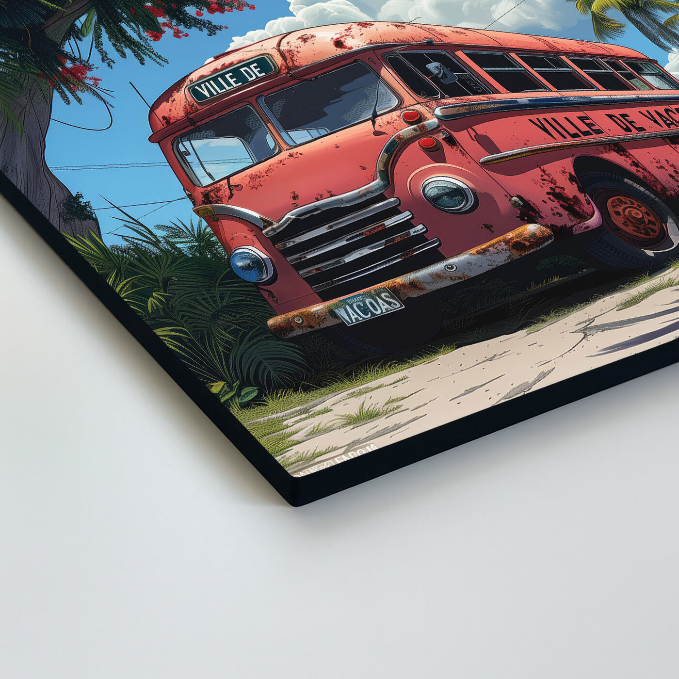 Retro Wooden Wall Art - Bus